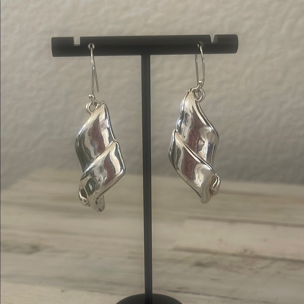 Bat Ami Sterling Silver Electroform Twisted Drop Earrings